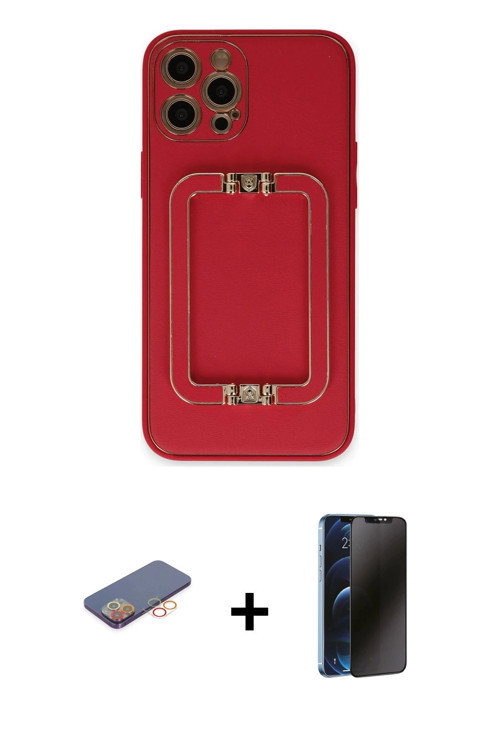 ieg™ iPhone 12 Pro Kılıf Kozmos Minimal Prime - Siyah 3D Antistatik Hayalet Cam Ekran Koruyucu + Tur
