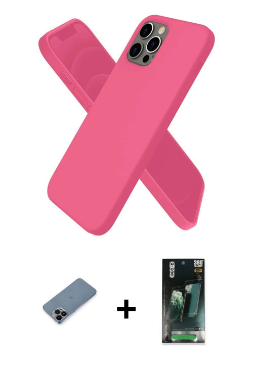 ieg™ iPhone 12 Pro Kılıf Kozmos Yansıma Özel Seri - Siyah 360 Mat Full Body Arka Koruyucu + Siyah Sh