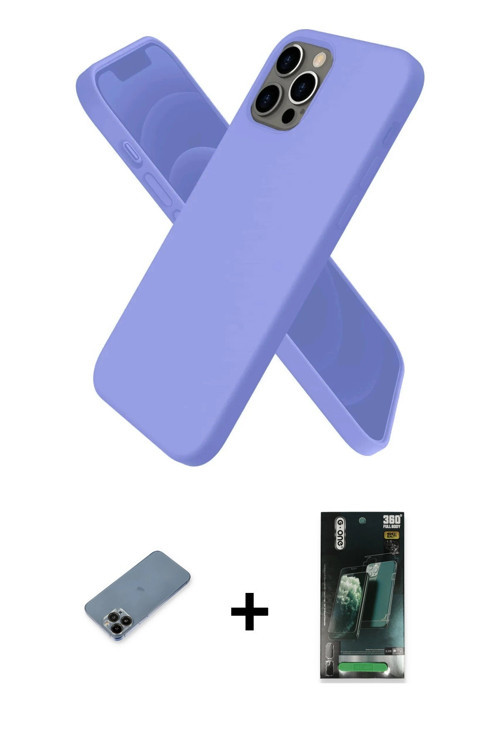 ieg™ iPhone 12 Pro Kılıf Kozmos Yansıma Özel Seri - Siyah 360 Mat Full Body Arka Koruyucu + Siyah Sh