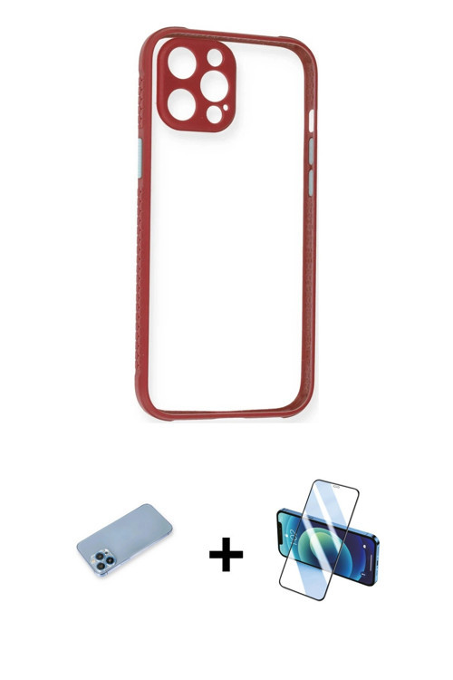 ieg™ iPhone 12 Pro Kılıf Nova Asil Özel Seri - Siyah 3D Antistatik Seramik Nano Ekran Koruyucu + Mav