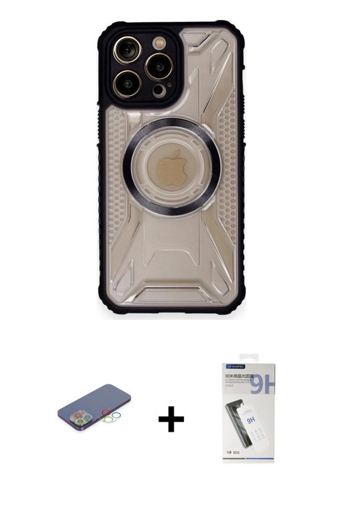 ieg™ iPhone 12 Pro Kılıf Kutup Modern - Şeffaf Uv Polymer Nano Ekran Koruyucu + Mavi Renkli Kamera L