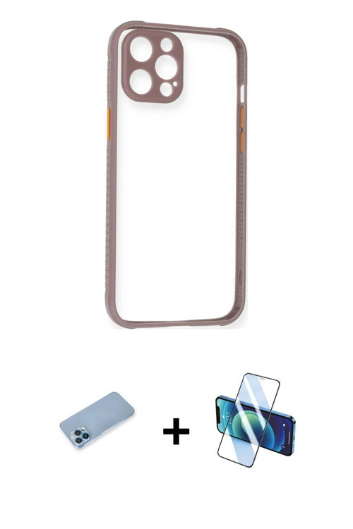 ieg™ iPhone 12 Pro Kılıf Nova Asil Özel Seri - Siyah 3D Antistatik Seramik Nano Ekran Koruyucu + Mav