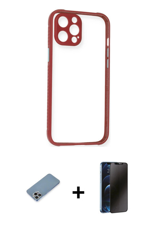 ieg™ iPhone 12 Pro Kılıf Nova Asil Özel Seri - Siyah 3D Antistatik Hayalet Cam Ekran Koruyucu + Gökk