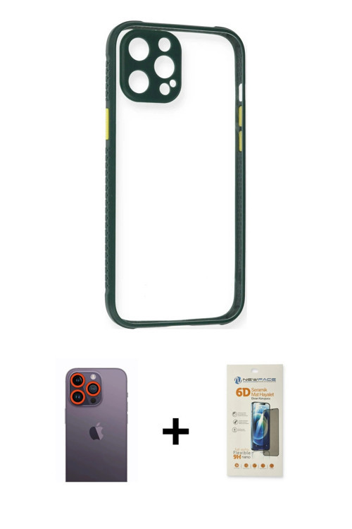 ieg™ iPhone 12 Pro Kılıf Nova Asil Özel Seri - Siyah 6D Mat Seramik Hayalet Nano Ekran Koruyucu + Tu