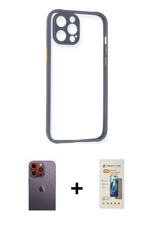 ieg™ iPhone 12 Pro Kılıf Nova Asil Özel Seri - Siyah 6D Mat Seramik Hayalet Nano Ekran Koruyucu + Tu