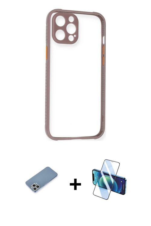 ieg™ iPhone 12 Pro Kılıf Nova Asil Özel Seri - Siyah 3D Antistatik Seramik Nano Ekran Koruyucu + Güm