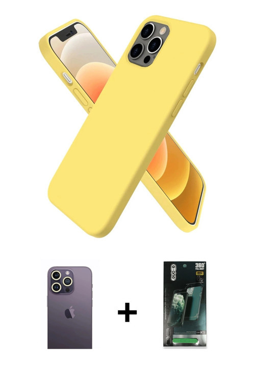 ieg™ iPhone 12 Pro Kılıf Kozmos Yansıma Özel Seri - Siyah 360 Mat Full Body Arka Koruyucu + Beyaz Ne