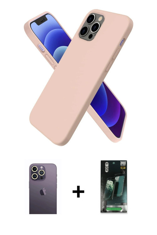 ieg™ iPhone 12 Pro Kılıf Kozmos Yansıma Özel Seri - Siyah 360 Mat Full Body Arka Koruyucu + Beyaz Ne