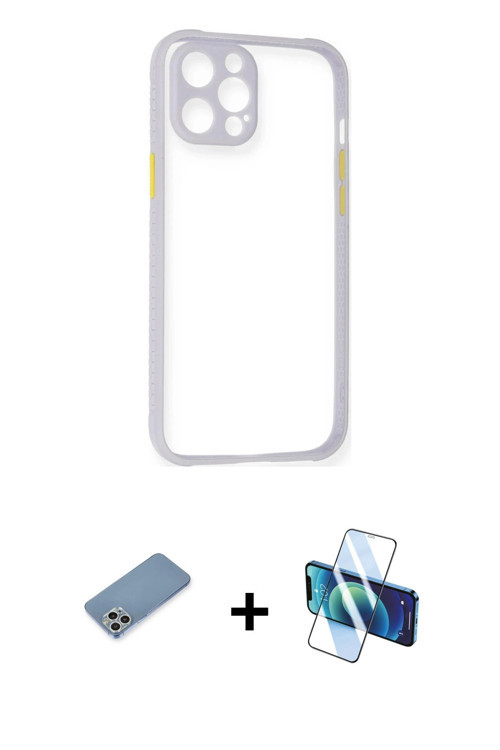 ieg™ iPhone 12 Pro Kılıf Nova Asil Özel Seri - Siyah 3D Antistatik Seramik Nano Ekran Koruyucu + Güm