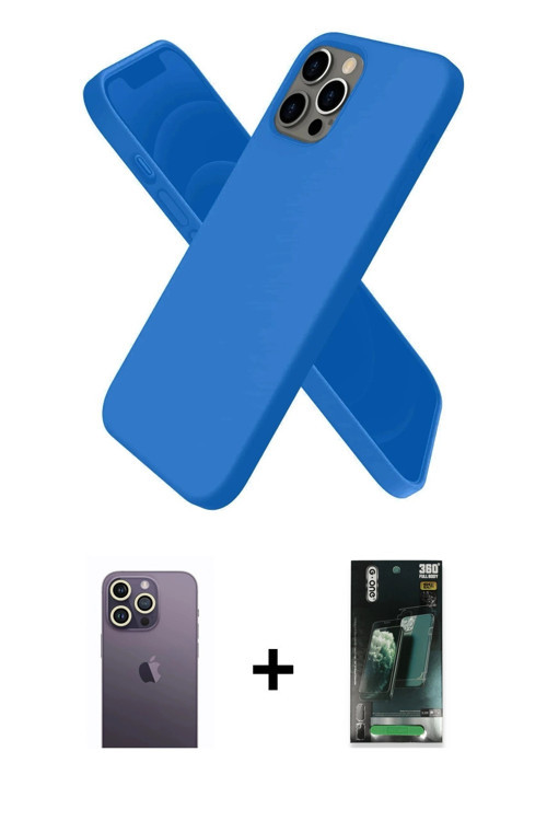 ieg™ iPhone 12 Pro Kılıf Kozmos Yansıma Özel Seri - Siyah 360 Mat Full Body Arka Koruyucu + Beyaz Ne