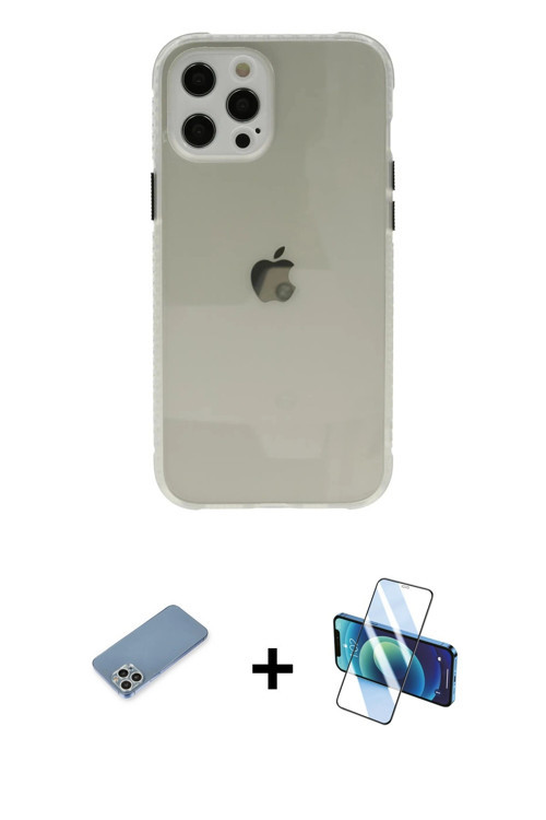 ieg™ iPhone 12 Pro Kılıf Nova Asil Özel Seri - Siyah 3D Antistatik Seramik Nano Ekran Koruyucu + Güm