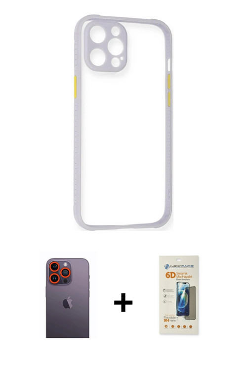 ieg™ iPhone 12 Pro Kılıf Nova Asil Özel Seri - Siyah 6D Mat Seramik Hayalet Nano Ekran Koruyucu + Tu