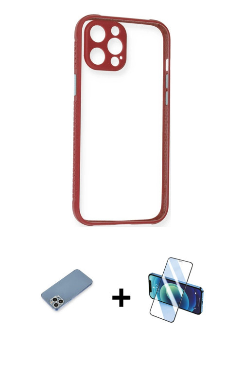 ieg™ iPhone 12 Pro Kılıf Nova Asil Özel Seri - Siyah 3D Antistatik Seramik Nano Ekran Koruyucu + Güm