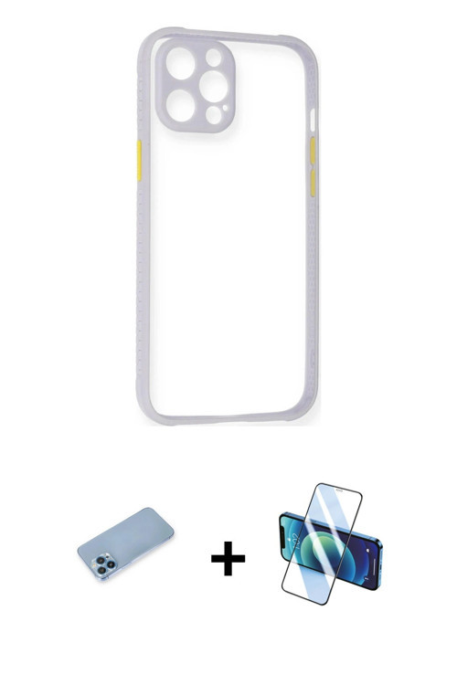 ieg™ iPhone 12 Pro Kılıf Nova Asil Özel Seri - Siyah 3D Antistatik Seramik Nano Ekran Koruyucu + Mav