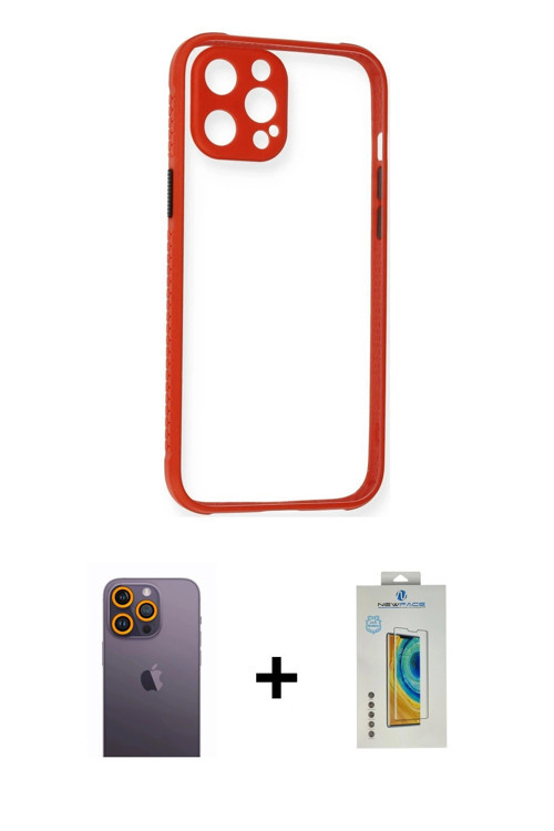 ieg™ iPhone 12 Pro Kılıf Nova Asil Özel Seri - Siyah Polymer Nano Ekran Koruyucu + Sarı Neon Fosforl