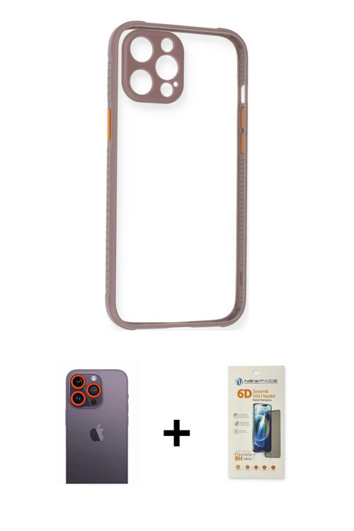 ieg™ iPhone 12 Pro Kılıf Nova Asil Özel Seri - Siyah 6D Mat Seramik Hayalet Nano Ekran Koruyucu + Tu