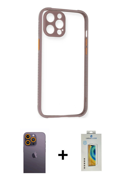 ieg™ iPhone 12 Pro Kılıf Nova Asil Özel Seri - Siyah Polymer Nano Ekran Koruyucu + Sarı Neon Fosforl