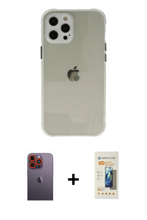 ieg™ iPhone 12 Pro Kılıf Nova Asil Özel Seri - Siyah 6D Mat Seramik Hayalet Nano Ekran Koruyucu + Tu