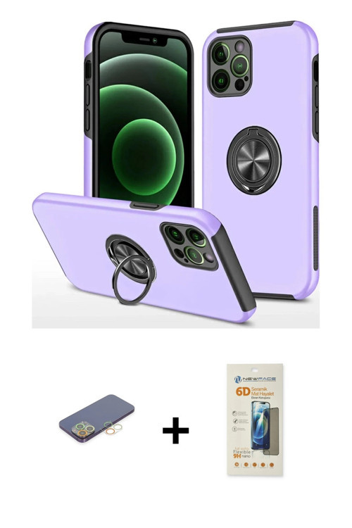 ieg™ iPhone 12 Pro Kılıf Odak Form Prime - Siyah 6D Mat Seramik Hayalet Nano Ekran Koruyucu + Sarı R