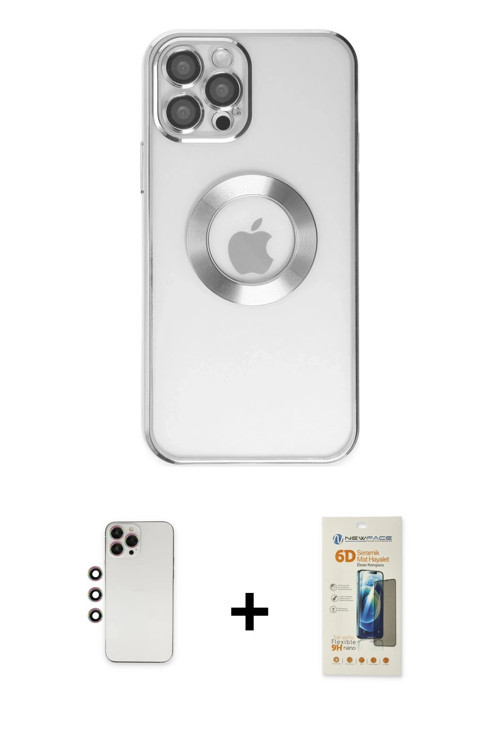 ieg™ iPhone 12 Pro Kılıf Pusula Form - Siyah 6D Mat Seramik Hayalet Nano Ekran Koruyucu + Gökkuşağı