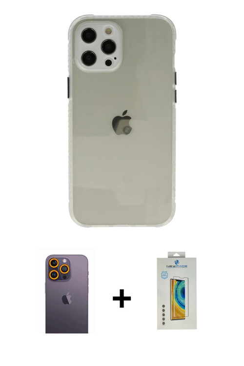 ieg™ iPhone 12 Pro Kılıf Nova Asil Özel Seri - Siyah Polymer Nano Ekran Koruyucu + Sarı Neon Fosforl