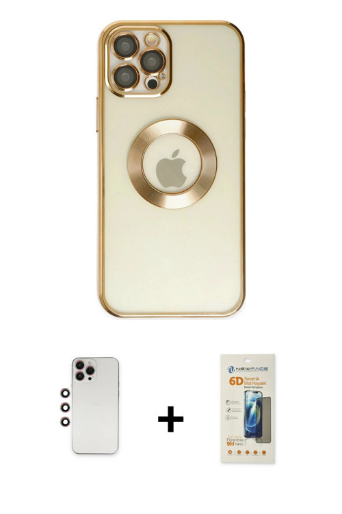 ieg™ iPhone 12 Pro Kılıf Pusula Form - Siyah 6D Mat Seramik Hayalet Nano Ekran Koruyucu + Gökkuşağı