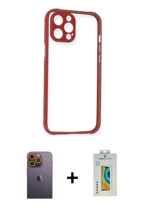 ieg™ iPhone 12 Pro Kılıf Nova Asil Özel Seri - Siyah Polymer Nano Ekran Koruyucu + Sarı Neon Fosforl