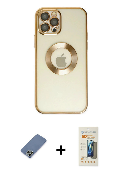 ieg™ iPhone 12 Pro Kılıf Pusula Form - Siyah 6D Mat Seramik Hayalet Nano Ekran Koruyucu + Açık Yeşil