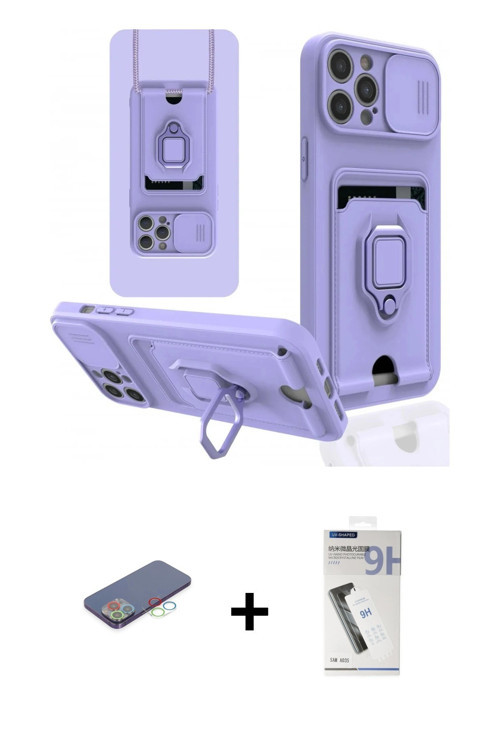 ieg™ iPhone 12 Pro Kılıf Vadi Form Prime - Şeffaf Uv Polymer Nano Ekran Koruyucu + Mavi Renkli Kamer