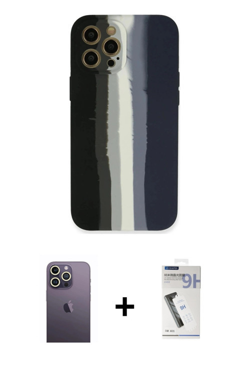 ieg™ iPhone 12 Pro Kılıf Yadigar Çizgi - Şeffaf Uv Polymer Nano Ekran Koruyucu + Beyaz Neon Fosforlu