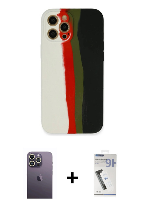 ieg™ iPhone 12 Pro Kılıf Yadigar Çizgi - Şeffaf Uv Polymer Nano Ekran Koruyucu + Beyaz Neon Fosforlu