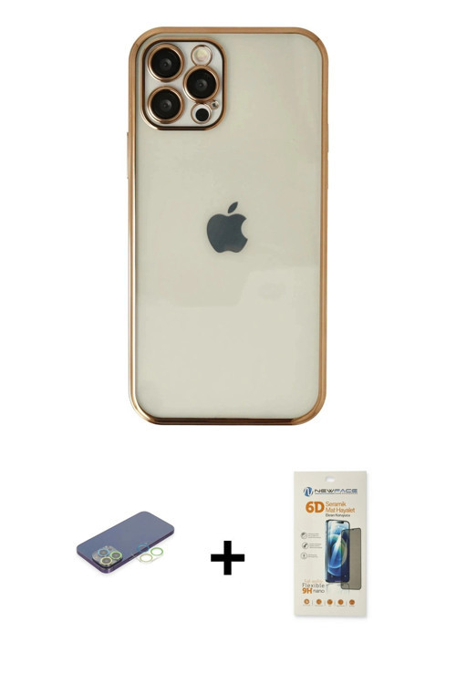 ieg™ iPhone 12 Pro Kılıf Vadi Minimal - Siyah 6D Mat Seramik Hayalet Nano Ekran Koruyucu + Yeşil Ren