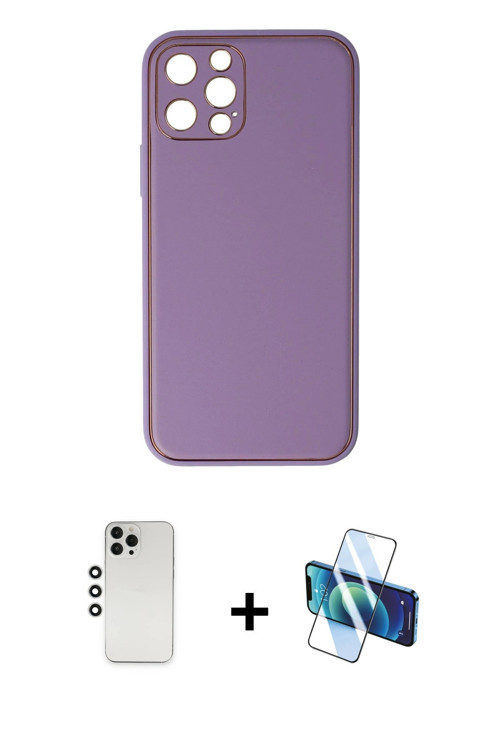 ieg™ iPhone 12 Pro Kılıf Yadigar Klasik - Siyah 3D Antistatik Seramik Nano Ekran Koruyucu + Gümüş Sh