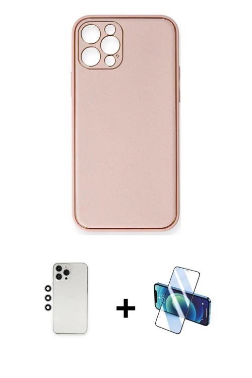 ieg™ iPhone 12 Pro Kılıf Yadigar Klasik - Siyah 3D Antistatik Seramik Nano Ekran Koruyucu + Gümüş Sh