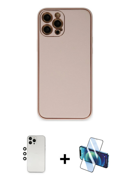ieg™ iPhone 12 Pro Kılıf Yadigar Klasik - Siyah 3D Antistatik Seramik Nano Ekran Koruyucu + Gümüş Sh
