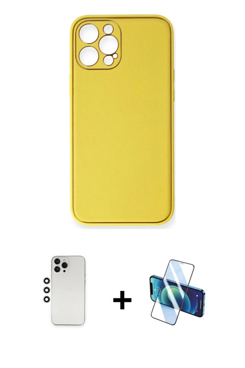 ieg™ iPhone 12 Pro Kılıf Yadigar Klasik - Siyah 3D Antistatik Seramik Nano Ekran Koruyucu + Gümüş Sh
