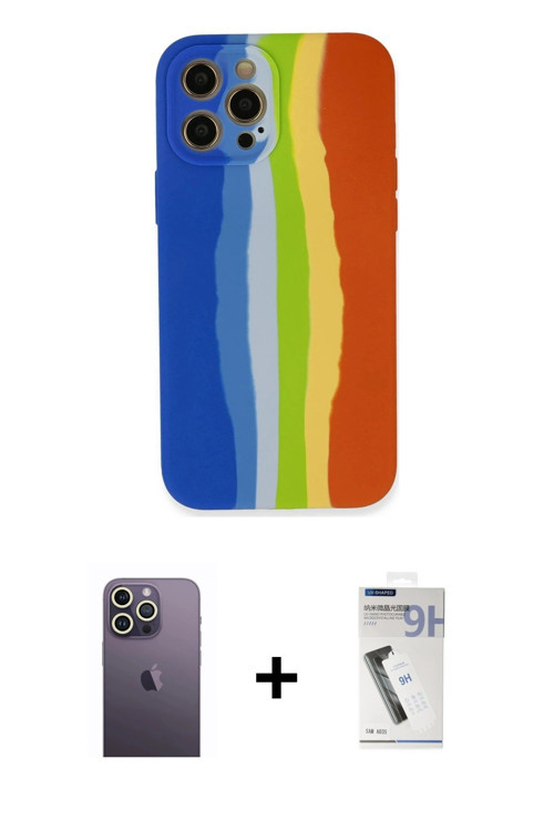 ieg™ iPhone 12 Pro Kılıf Yadigar Çizgi - Şeffaf Uv Polymer Nano Ekran Koruyucu + Beyaz Neon Fosforlu