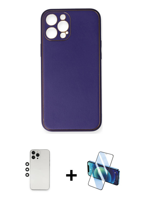 ieg™ iPhone 12 Pro Kılıf Yadigar Klasik - Siyah 3D Antistatik Seramik Nano Ekran Koruyucu + Gümüş Sh
