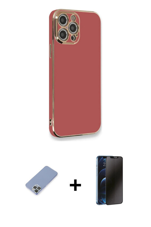 ieg™ iPhone 12 Pro Kılıf Yankı Serisi - Siyah 3D Antistatik Hayalet Cam Ekran Koruyucu + Koyu Yeşil