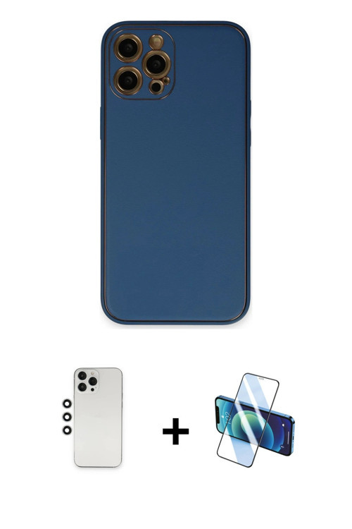 ieg™ iPhone 12 Pro Kılıf Yadigar Klasik - Siyah 3D Antistatik Seramik Nano Ekran Koruyucu + Gümüş Sh