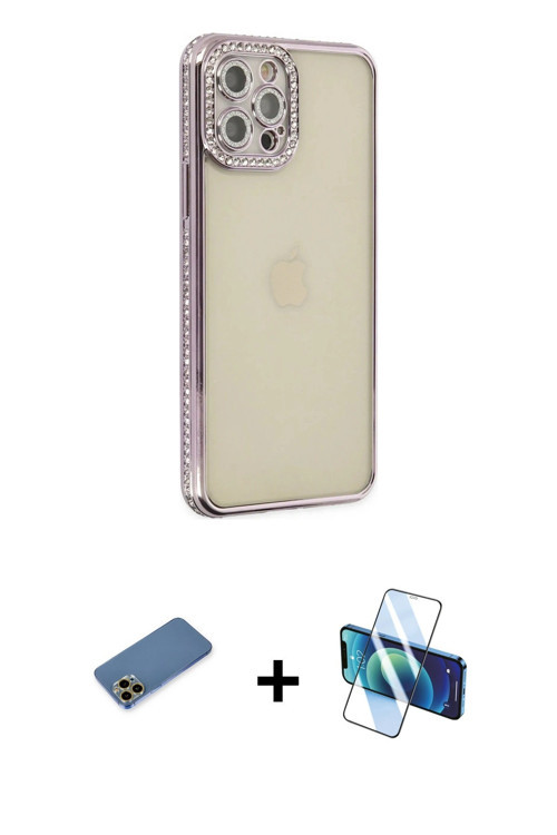 ieg™ iPhone 12 Pro Kılıf Yörünge Koleksiyonu - Siyah 3D Antistatik Seramik Nano Ekran Koruyucu + Gol