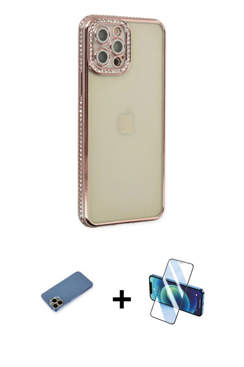 ieg™ iPhone 12 Pro Kılıf Yörünge Koleksiyonu - Siyah 3D Antistatik Seramik Nano Ekran Koruyucu + Gol