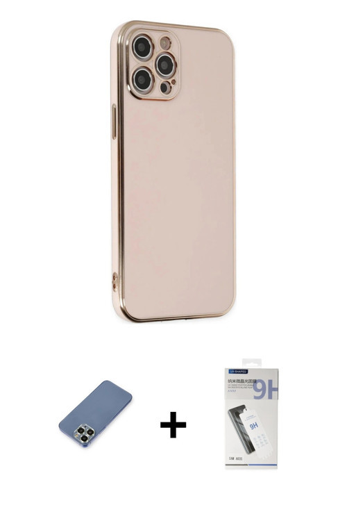 ieg™ iPhone 12 Pro Kılıf Yankı Serisi - Şeffaf Uv Polymer Nano Ekran Koruyucu + Açık Yeşil Metal Kam
