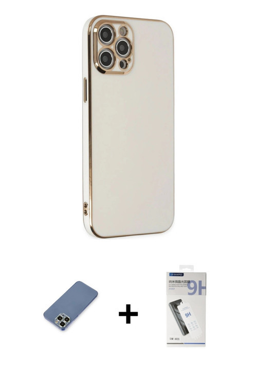 ieg™ iPhone 12 Pro Kılıf Yankı Serisi - Şeffaf Uv Polymer Nano Ekran Koruyucu + Açık Yeşil Metal Kam