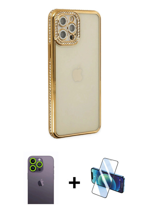 ieg™ iPhone 12 Pro Kılıf Yörünge Koleksiyonu - Siyah 3D Antistatik Seramik Nano Ekran Koruyucu + Yeş