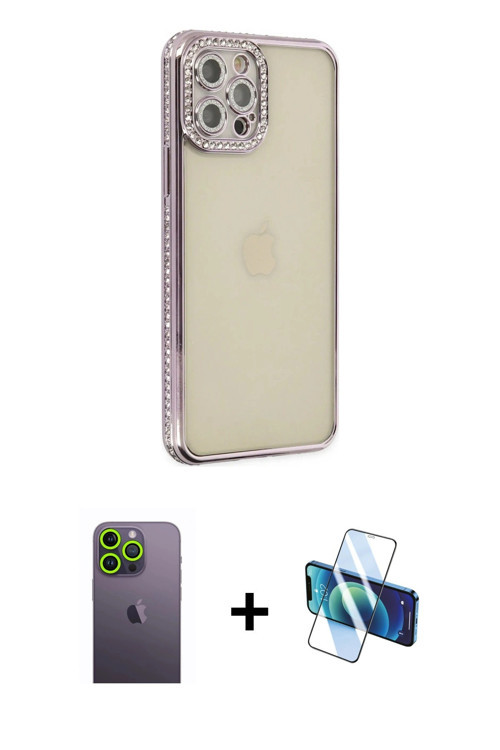 ieg™ iPhone 12 Pro Kılıf Yörünge Koleksiyonu - Siyah 3D Antistatik Seramik Nano Ekran Koruyucu + Yeş
