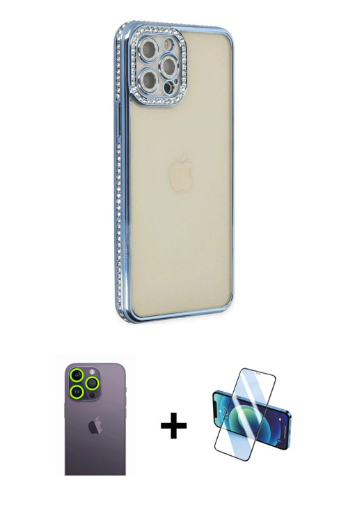 ieg™ iPhone 12 Pro Kılıf Yörünge Koleksiyonu - Siyah 3D Antistatik Seramik Nano Ekran Koruyucu + Yeş