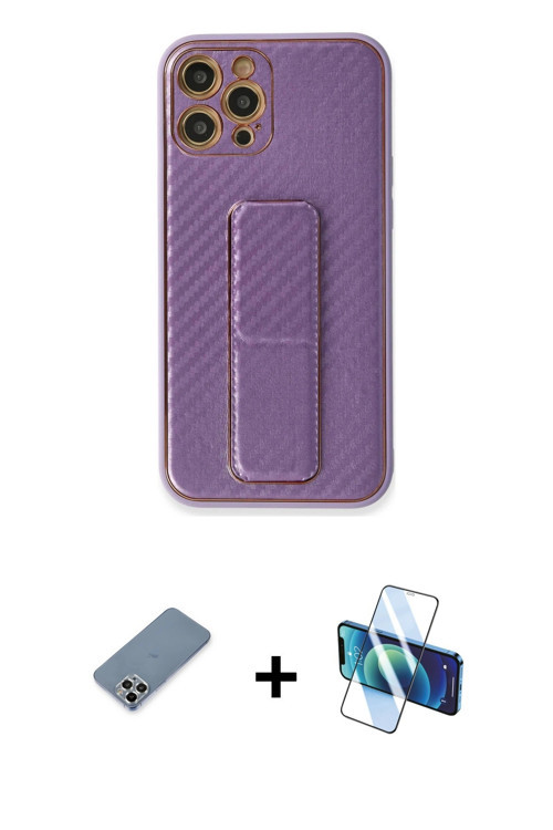 ieg™ iPhone 12 Pro Kılıf Yörünge Yansıma - Siyah 3D Antistatik Seramik Nano Ekran Koruyucu + Gümüş M