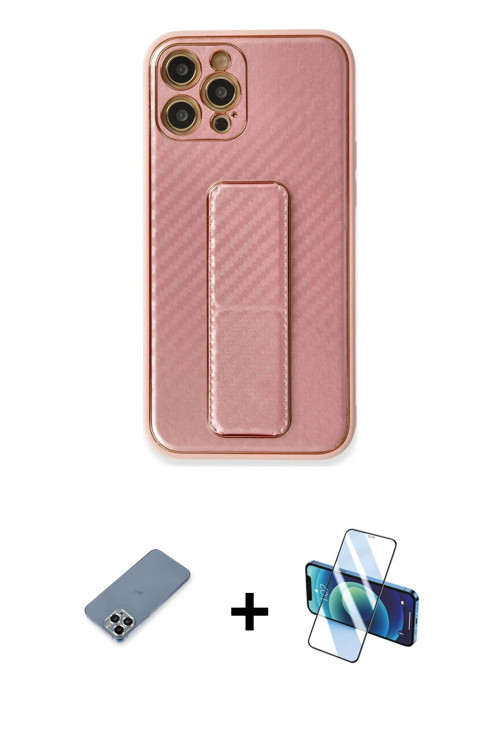ieg™ iPhone 12 Pro Kılıf Yörünge Yansıma - Siyah 3D Antistatik Seramik Nano Ekran Koruyucu + Gümüş M