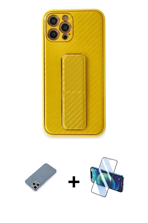ieg™ iPhone 12 Pro Kılıf Yörünge Yansıma - Siyah 3D Antistatik Seramik Nano Ekran Koruyucu + Gümüş M